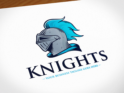 Knight Warrior Logo Design creative studio helmet hero illustrative logo knight logo template medieval sport stock logo vector logotype video games warrior