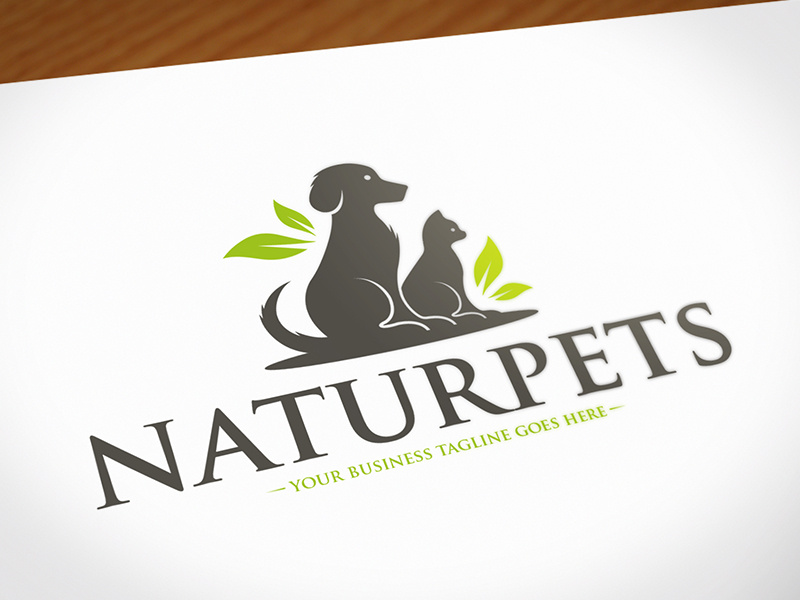 Nature Pets Logo Design animal lover veterinary stock logo brand identity logo template animal care paw nature leafs cat dog pets