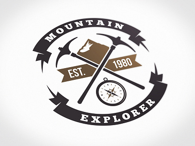 Mountain Explorer Logo Template adventure badge climbing mountain compass crest emblem insignia logo design logo template mountain navigation stock logo