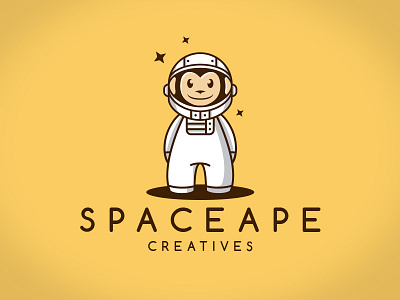 Space Ape Logo Template animal ape astronaut character creative design illustrative logotype kids logo template mascot monkey space stock logo