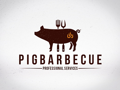 Pig Barbecue Creative Logo animal barbecue bbq clean design fire flame grill identity logo template pig restaurant stock logo