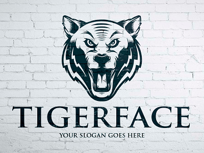 Wild Tiger Logo cougar creative design face head jungle king lion logo template stock logo tiger vector logotype wild animal