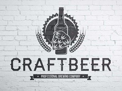 Brewing Craft Beer Logo alcohol beer brewing craft beer crest logotype emblem logo handmade beer hop logo template stock logo tap room wheat