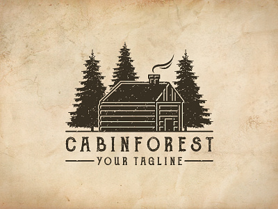 Cabin Forest Logo Template cabin camp cottage forest logo template real estate stock logo tree treehouse vintage logotype wood wooden