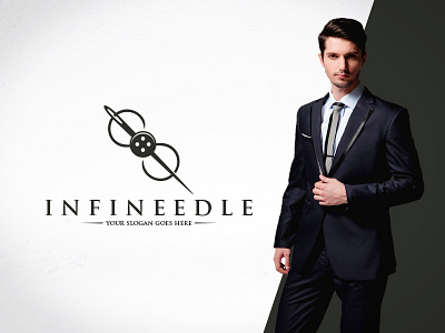 Infinite Needle Logo Template brand identity button clean design clothing creative market dressmaker hand made infinite infinity logo template needle stock logo