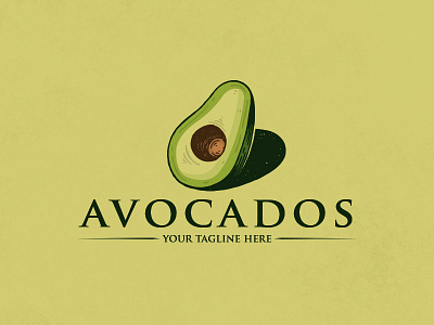 Healthy Avocado Logo Template avocado fruit hand drawn logo illustrative logotype logo template on sale logo restaurant stock logo tropical vector vegetable vegetarian