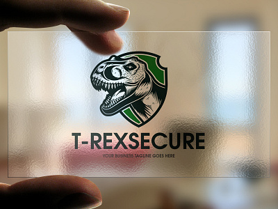 T-Rex Secure Logo Template ancient monster brand identity dinosaur emblem logotype freelance logo designer illustrative logo design logo template mascot secure shield stock logo t rex