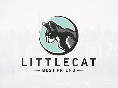 Illustrative Cat Logo Template animal animal shop cartoon character cat cute freelance logo designer illustrative logotype kitten logo template mascot pet stock logo