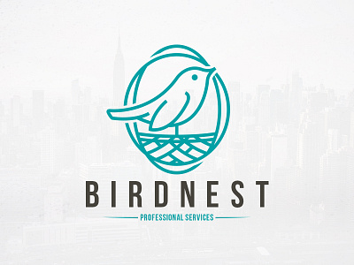 Bird Nest Logo Template animal bird brand identity branding clean design line art logo logo template minimalist logo nest on sale logotype stock logo wings