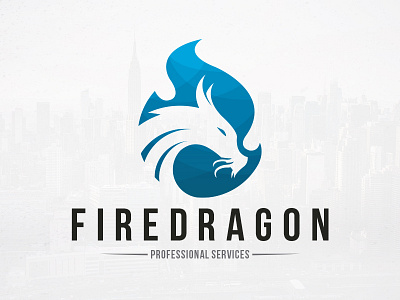Dragon Flame Logo Template animal clean design creative logotype dragon dragon face fire flame freelance logo designer head logo template negative space stock logo