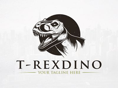 Dangerous Dinosaur Logo ancient monster brand identity dinosaur emblem logotype freelance logo designer illustration illustrative logo design logo template mascot predator stock logo t rex