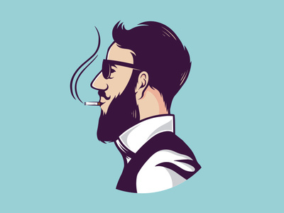 Hipster Smoking Logo Template beard bearded man boy brand identity branding cigarette creative design freelance designer head hipster human face illustration illustrative logotype logo design logo template man smoke smoking stock logo sun glasses