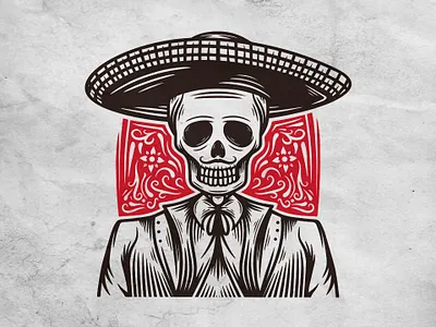 Skull Mariachi Logo Template brand identity calaca calavera cinco de mayo clean design creative design day of the dead dia de los muertos dia de muertos illustration illustrative logotype logo template mariachi mexican mexican food restaurant skull stock logo sugar skull vector logo design