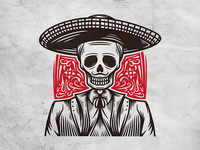 Skull Mariachi Logo Template