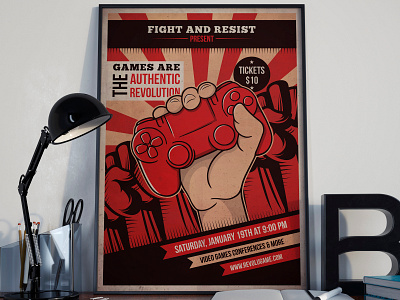 Revolution Games Flyer Template art creative design fist flyer design freelance designer game gig poster graphic design illustration illustrative design illustrator party event photoshop poster art premade design print template revolution typography vector artwork video games