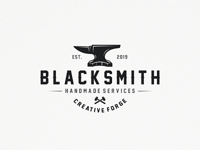 Traditional Forge Logo Template anvil arts and crafts blacksmith brand identity branding clean design creative design fabrication forge foundry freelance logo designer hammer logo design logo template retro emblem stock logo typography vector vintage badge welder