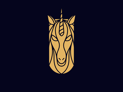 Unicorn Emblem Logo (logo for sale) brand identity clean design clever logo creative design fantasy for sale for sale unused buy freelance logo designer gold horse legendary animal logo design logoground magic mark shield stock logo unicorn vector visual identity