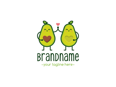 Avocados Love Logo (logo for sale) avocado avocados brand identity cartoon character character design clean design creative design for sale unused buy freelance logo designer fresh fruit illustration illustrative logotype kawaii logo design logoground love mascot logo stock logo vector video games