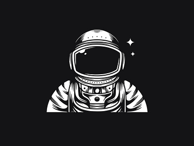 Astronaut Logo (logo for sale) astronaut brand identity branding clean design cosmonaut creative design for sale unused buy freelance logo designer hand drawn logo design logoground monochrome negativespace simple logo space spaceman stars stock logo universe vector