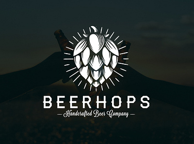 Beer Hops Crest Logo Template alcohol branding beer beer branding beer label brand identity branding brewing company clean design craft beer creative design creative market freelance logo designer hand drawn logo hop hops logo design logo template negative space logo stock logo vector