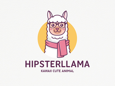 Hipster Alpaca Logo Template