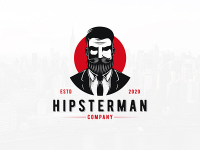 Hipster Man Logo Template