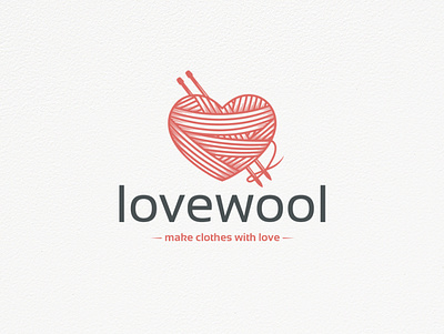 Wool Love Logo Template attelier brand identity branding clean design clothing label creative design crochet hook handmade heart homemade knitting logo design logo template love stock logo tailoring vector vintage logo wool yarn ball