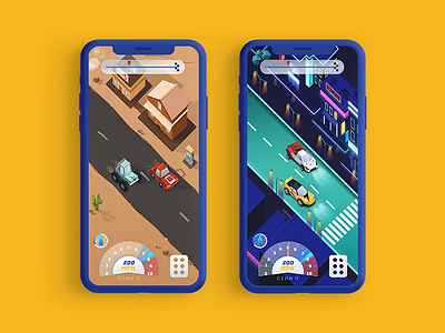 Gear Racer Gameplay UI digital art gameplay illustration isometric mobile game ui vector