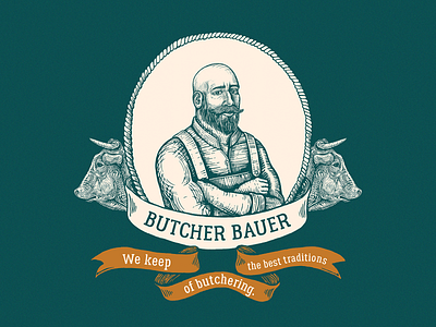 Butcher illustration for the restaurant branding butcher graphic design handdrawn illustration