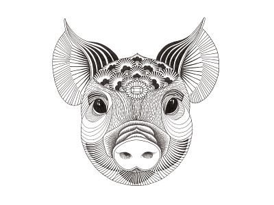 Chinese Zodiac Series | Year of the Pig animal art black and white chinesezodiac design drawing graphic illustration ink pig zodiac