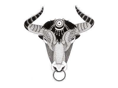 Chinese Zodiac Series | Year of the Ox animal art black and white chinesezodiac design graphic illustration ink zodiac