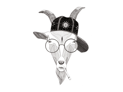 Chinese Zodiac Series | Year of the Goat animal black and white chinesezodiac design drawing goat graphic illustration ink zodiac