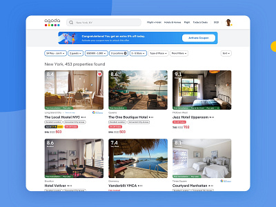 Search Result Page for Online Travel Agency