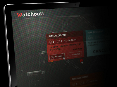 Watchout app UI/UX Design app dashboard design flat map modern ui