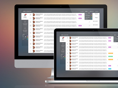Hire Center final version app blurred flat glass ios7 job mail message modern profile thin ux