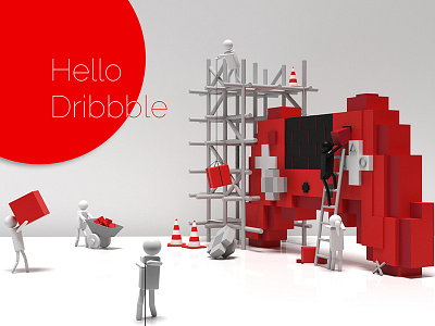 Gamer's work in progress ! Hello Dribbble. 3d construction developer gamer hello dribbbble illustration