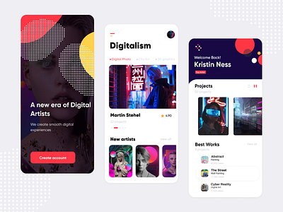 Digital artist portfolio Mobile app concept app design digital digital art dribbble app figma ios ios mobile app photo portfolio projects sketch ui ui ux ui ux design