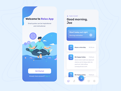 Poyce | Relax App app calm color design ios lifestyle meditate morning people quotes relax relaxation relaxing stress ui ux
