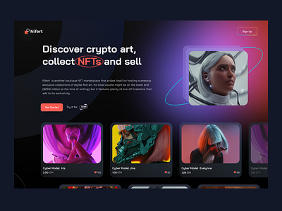 Nifert - Nft art platform concept art bitcoin concept app cryptoart dark marketplace nft nftart nfts token ui web webapp webdesign website