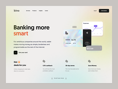 Bino bank - Web design page app design bank bank app banking figma finance finance app finances financial app fintech mobile app mobile ui web app design web design webpage