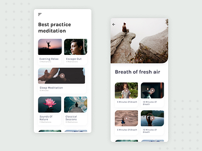 Meditation APP activity tracker app design best design card clean app daily ui fitness app flat ios meditation app minimalist mobile app design new trend simple design ui ui design ux