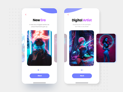 One-board Social Media Platform for Digital Artists artist concept app concept art cyberpunk design digital figma ios mobile app neon light oneboard sketch social app social network ui ui ux ui ux design