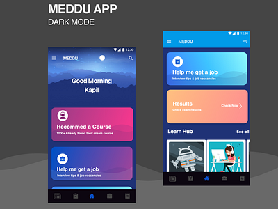 Meddu app dark mode android app app dark app dark mode design flat illustration ios minimal modern ui ux