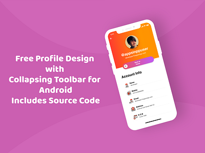 Free Profile Design with source code android app android profile design app appsnipp design flat free app free code illustration ios minimal modern ui ux