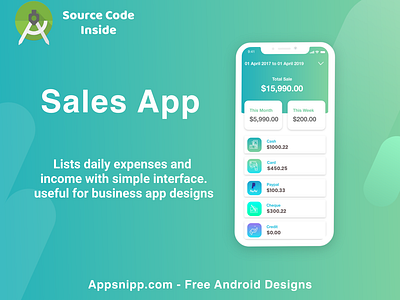 Realtime sales app ui design with source code for android android app app appsnipp design free app free code illustration ios minimal modern ui ux