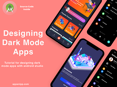 Android dark mode designing tutorial android app android tutorial app appsnipp dark mode design minimal ui ux