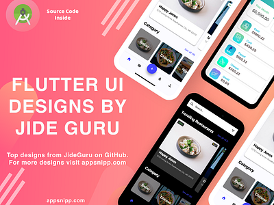 Free Flutter UI Designs android app application appsnipp flutter ui ios
