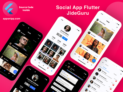 Flutter Social App by JideGuru appsnipp design flutter ui ux