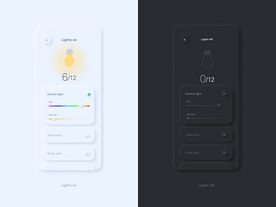 Lights on/off 2021 app dark ui design experience interaction interface mobile neomorphism smart home soft ui ui ux
