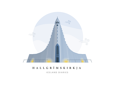 Hallgrímskirkja Church, Iceland church design hallgrimskirkja iceland icon illustration minimal reykjavík travel vector wind